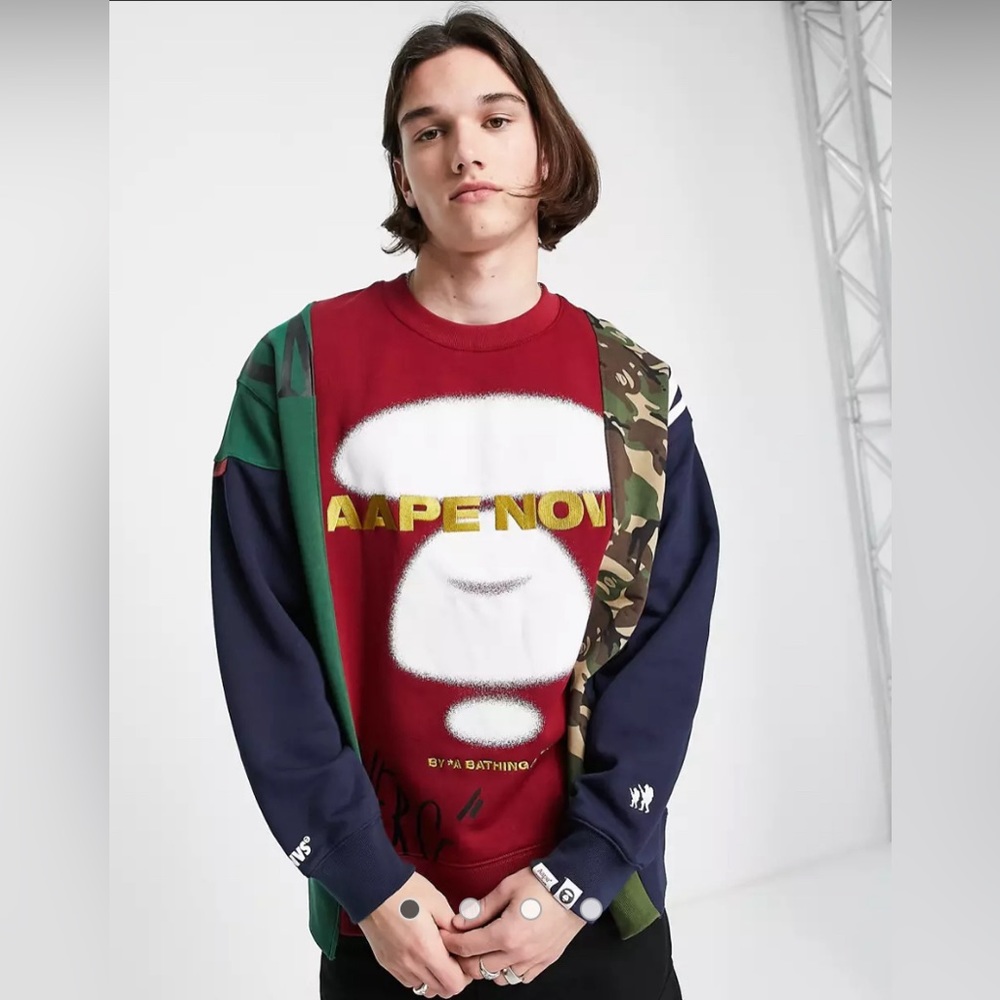 AAPE by A Bathing Ape Splice Sweatshirt in Multi Size XL Brand New in Package